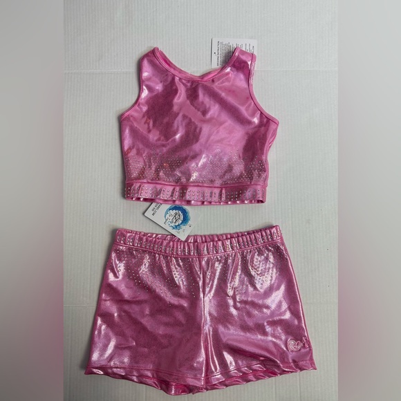 Higo Apparel Gymnastics Bubblegum Crop Set New With Tags Large Adult Pink - Picture 14 of 14